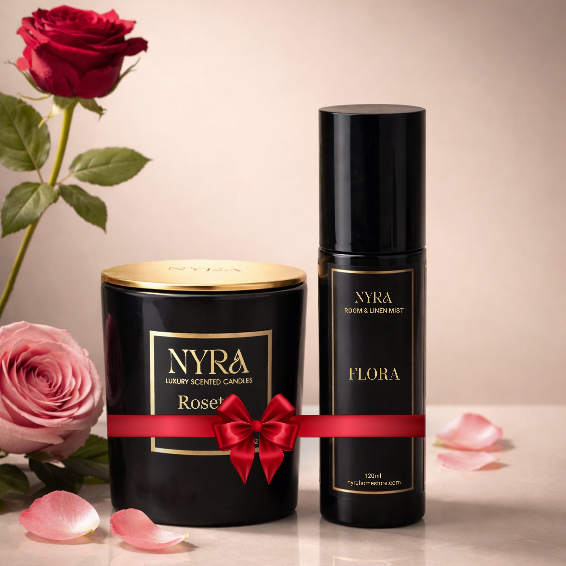 Luxe Noir Duo — Luxury Candle & Room & Linen Mist | Nyra