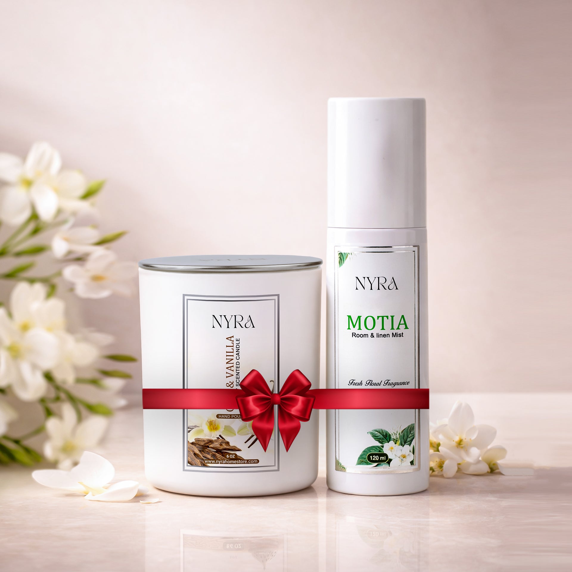 Luxe Blanc Duo — Luxury Candle & Room & Linen Mist | Nyra