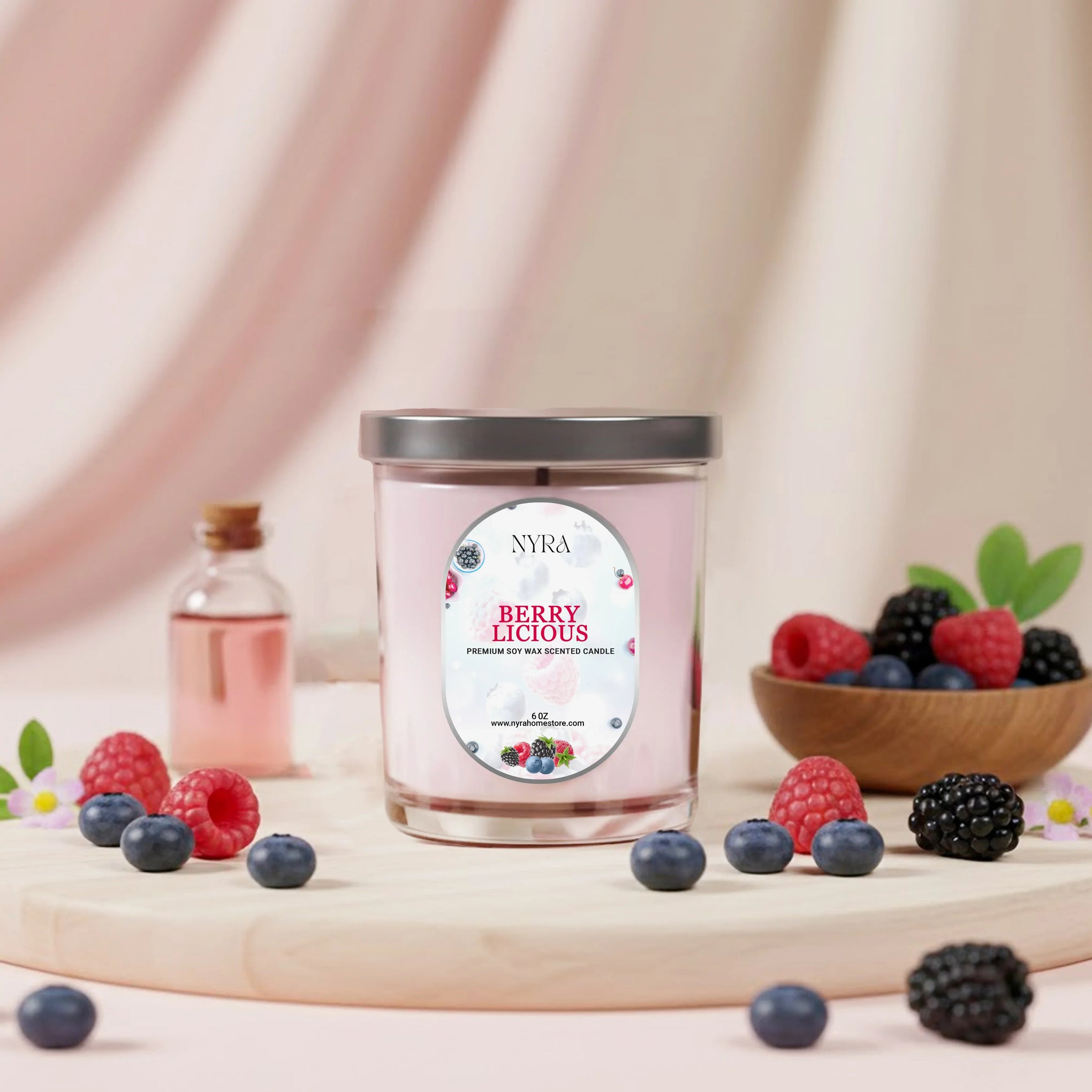 Berrylicious Hand-Poured Candle – Premium Soy Wax Jar - Nyra