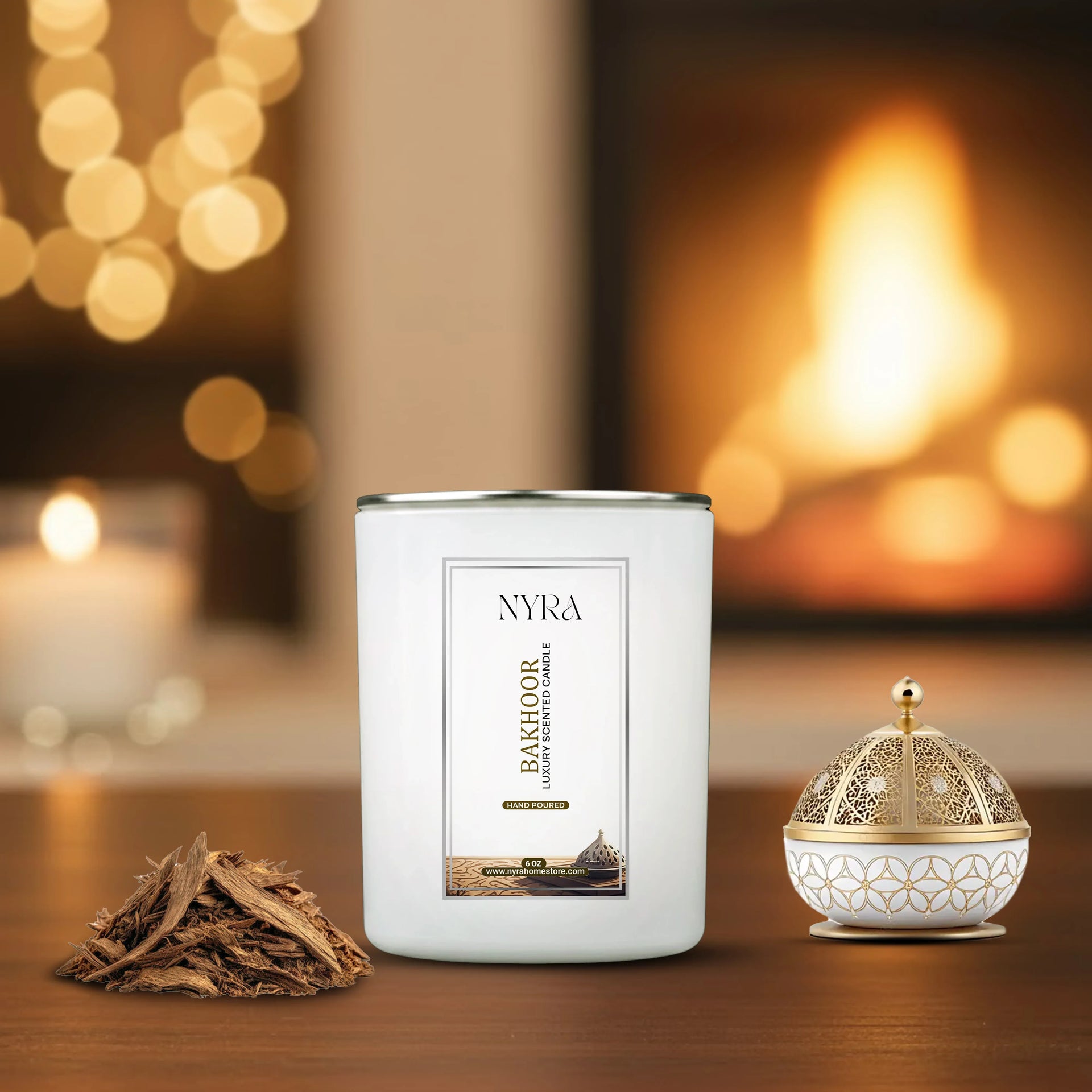 Luxe Blanc Bakhoor Warm Essence Aroma Vessel Candle - Nyra