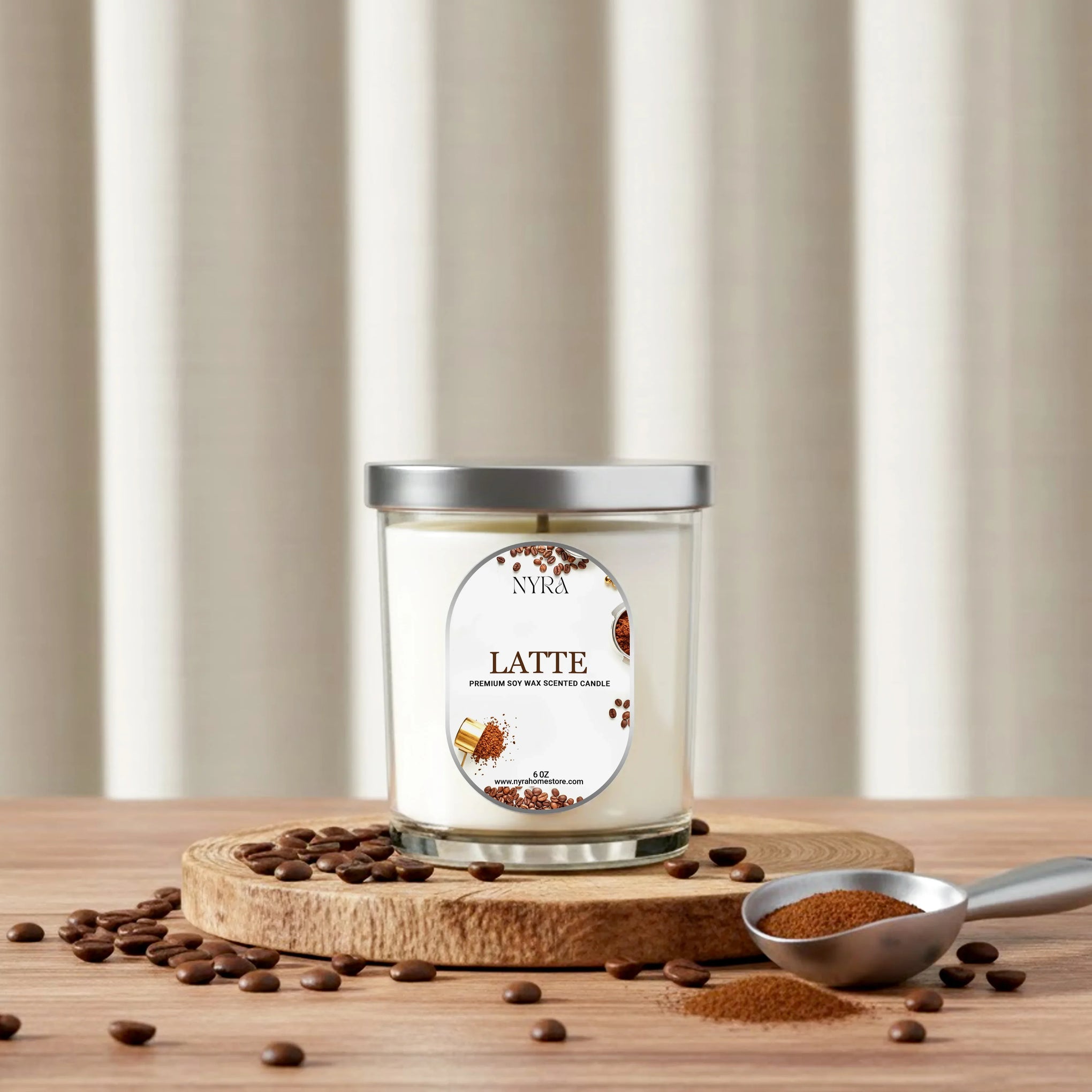 Latte Hand-Poured Candle – Premium Soy Wax Jar - Nyra
