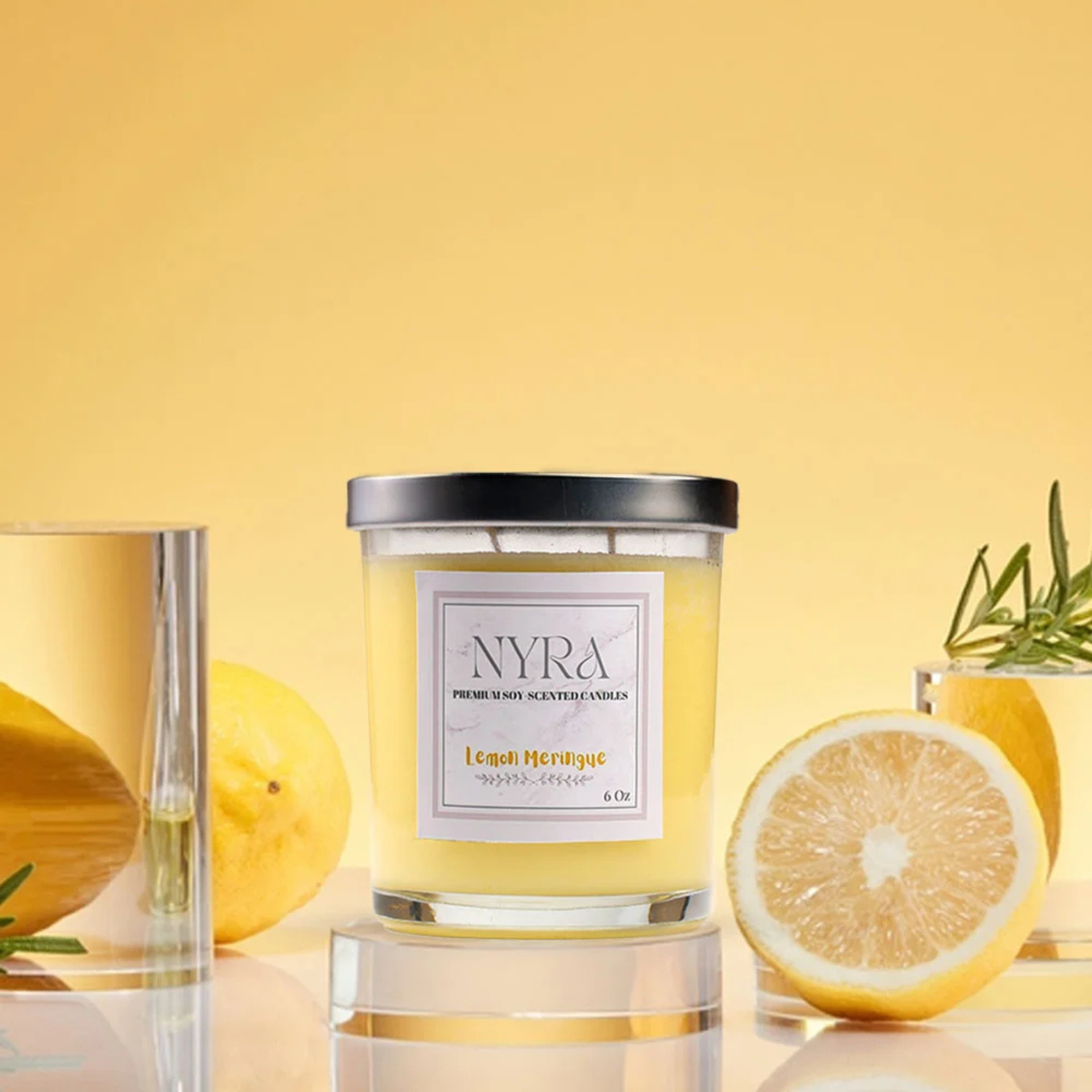 Lemon Meringue Hand-Poured Candle – Premium Soy Wax Jar