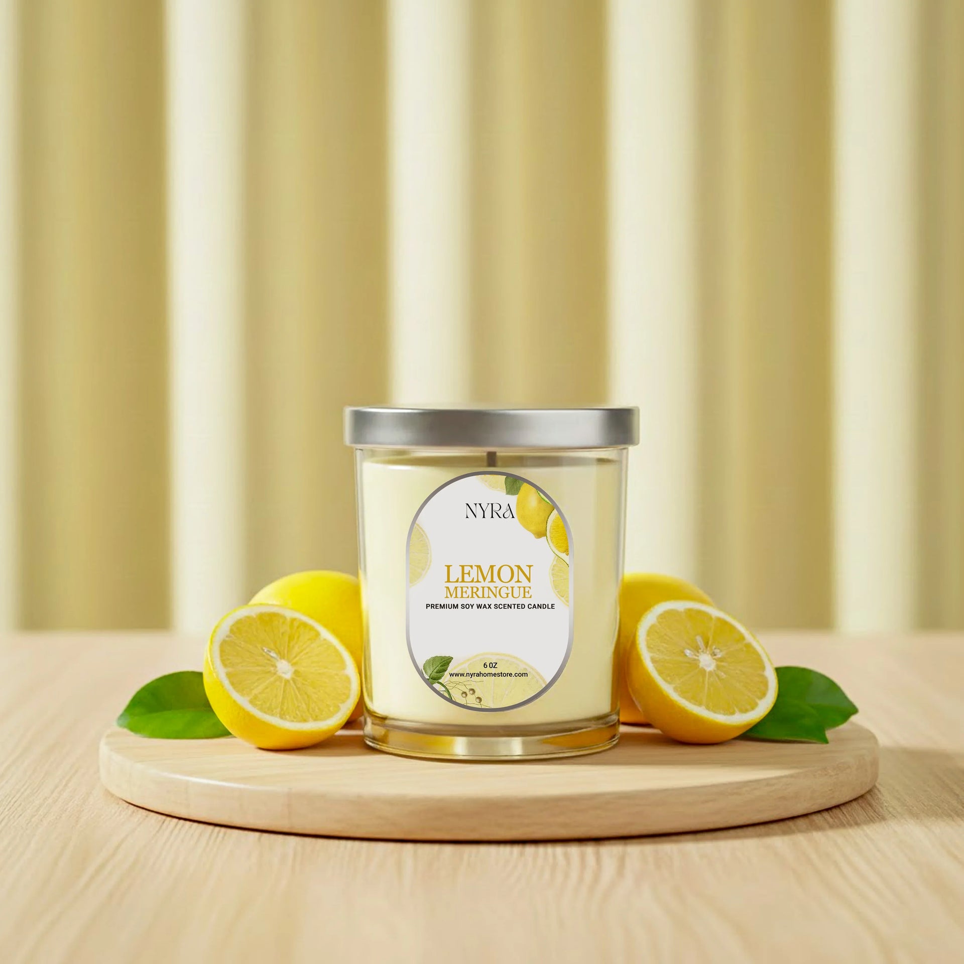 Lemon Meringue Hand-Poured Candle – Premium Soy Wax Jar - Nyra