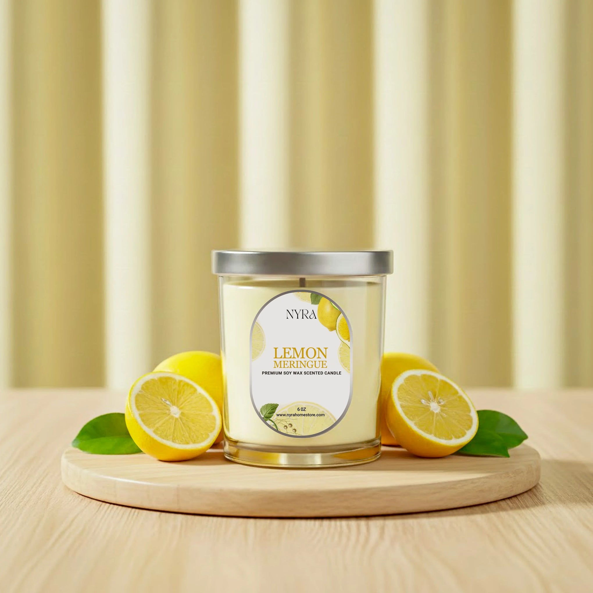 Lemon Meringue Hand-Poured Candle – Premium Soy Wax Jar - Nyra