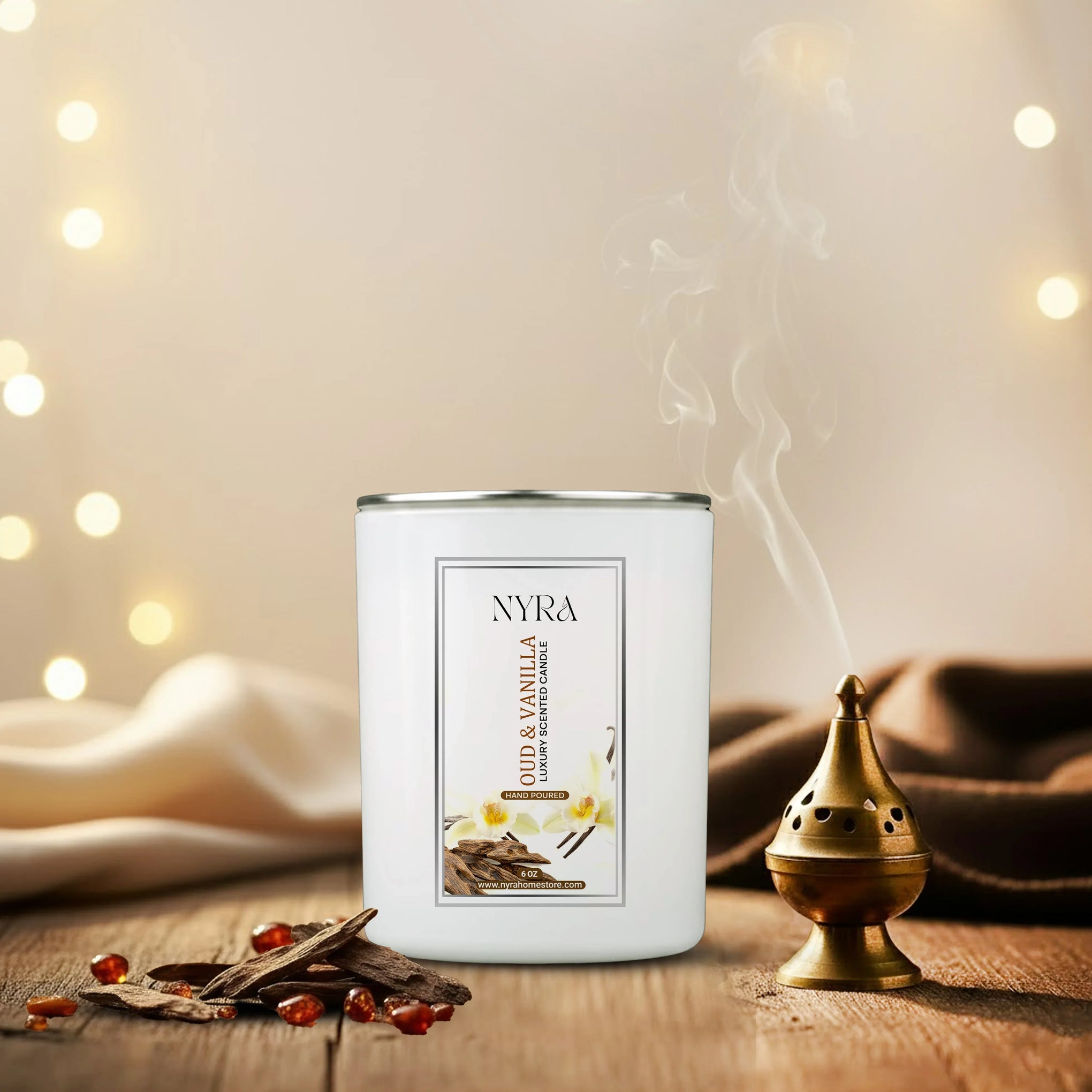 Luxe Blanc Oudh Vanilla Essence Aroma Vessel Candle - Nyra