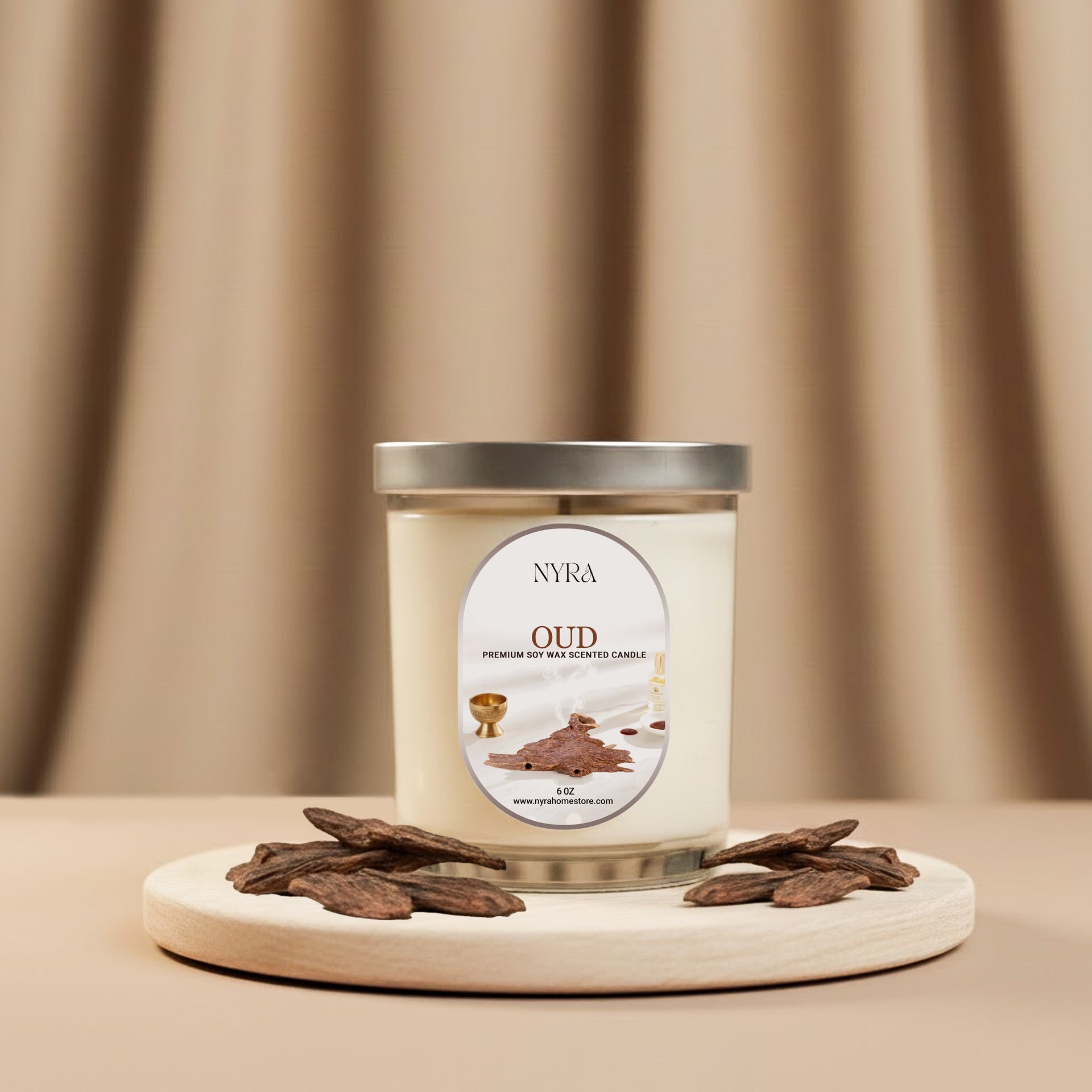 Oud Hand-Poured Candle – Premium Soy Wax Jar