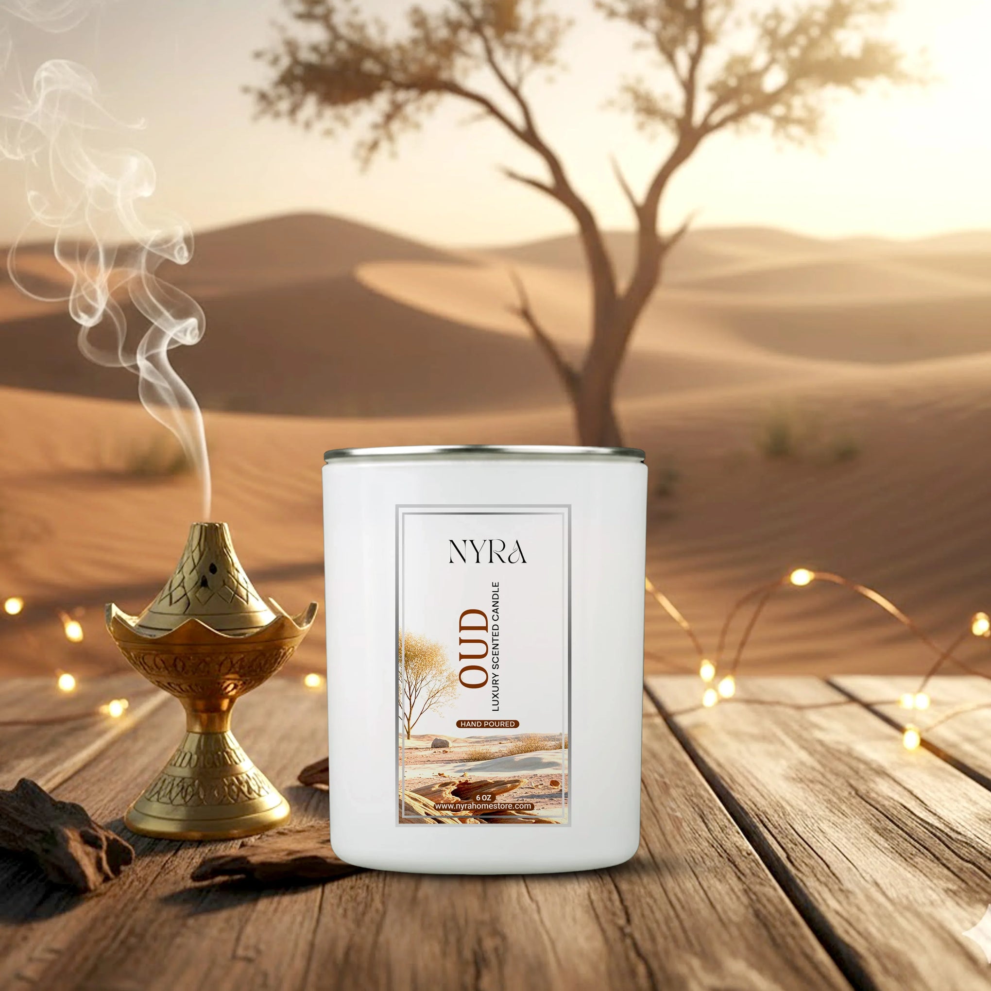 Luxe Blanc Oudh Ambered Essence Aroma Vessel Candle - Nyra