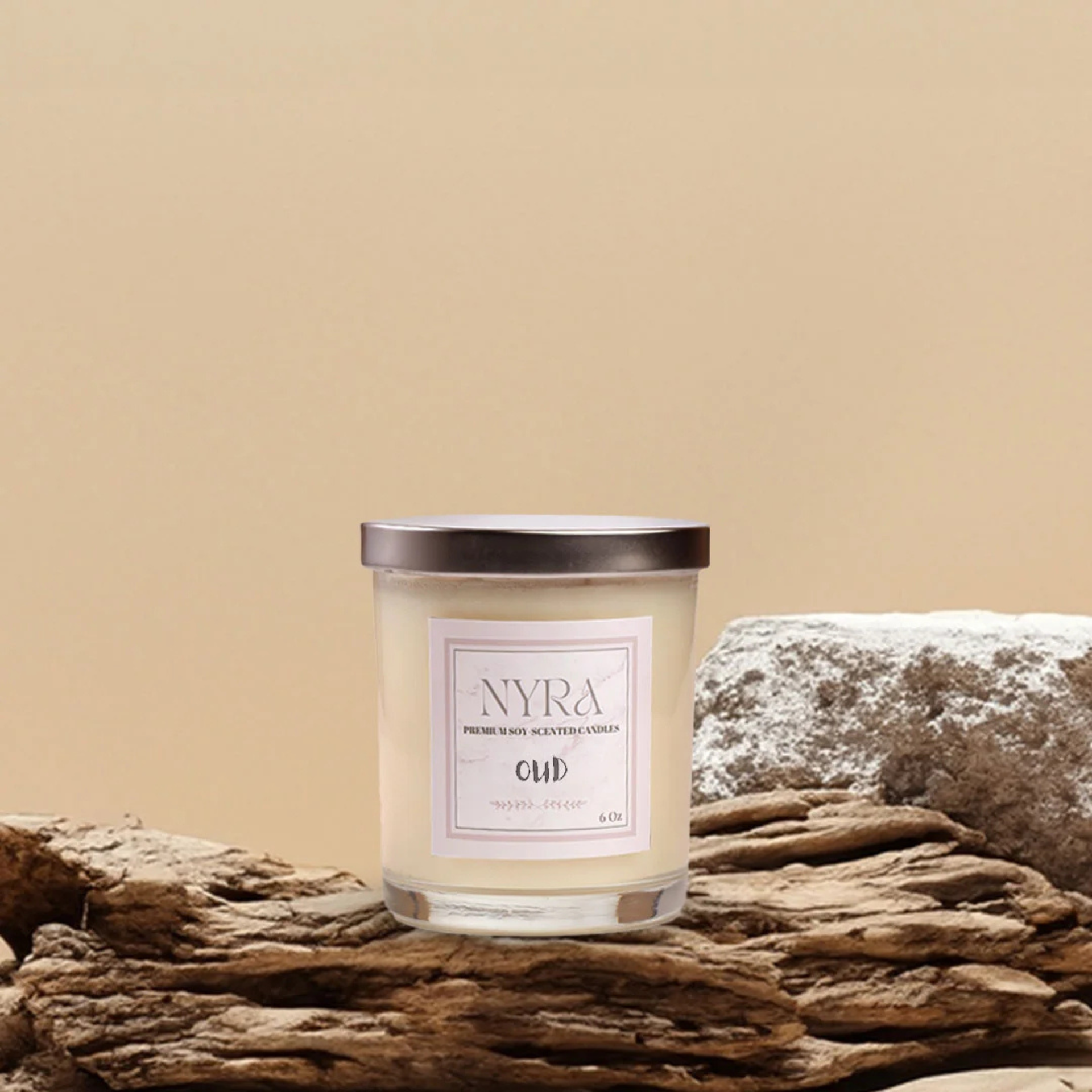 Oud Hand-Poured Candle – Premium Soy Wax Jar