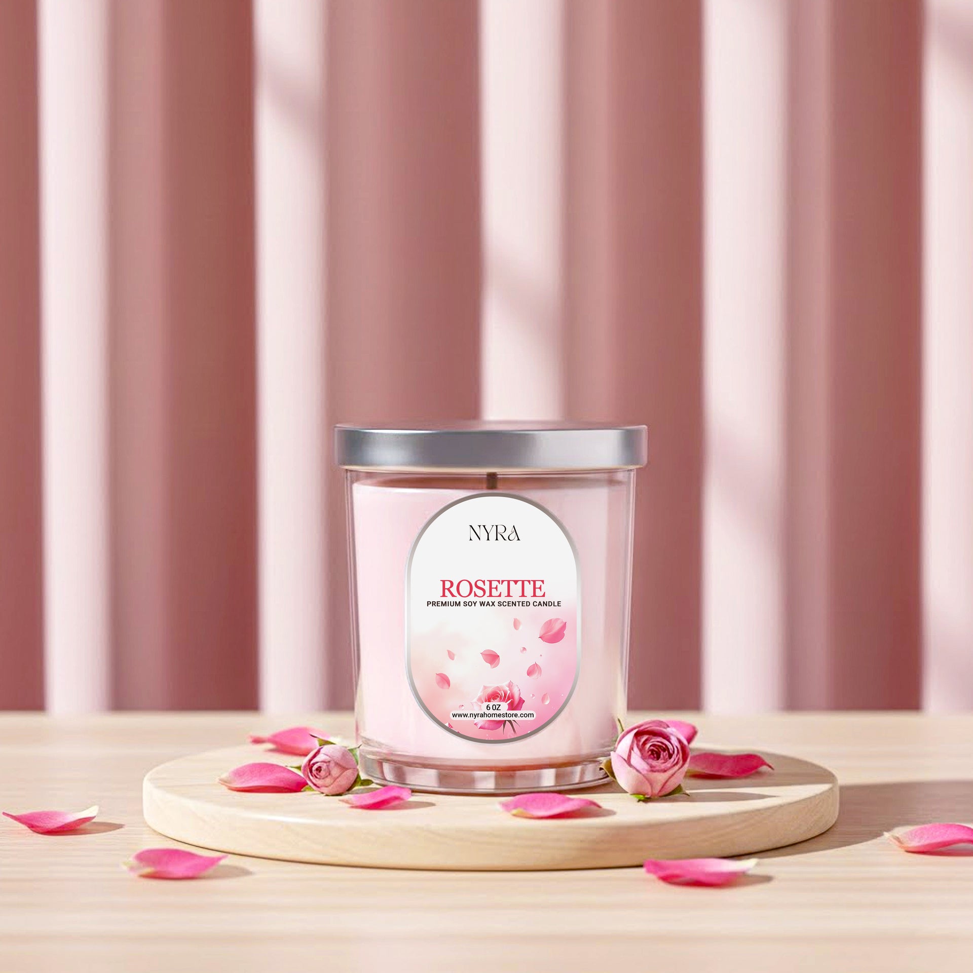 Rosette Hand-Poured Candle – Premium Soy Wax Jar