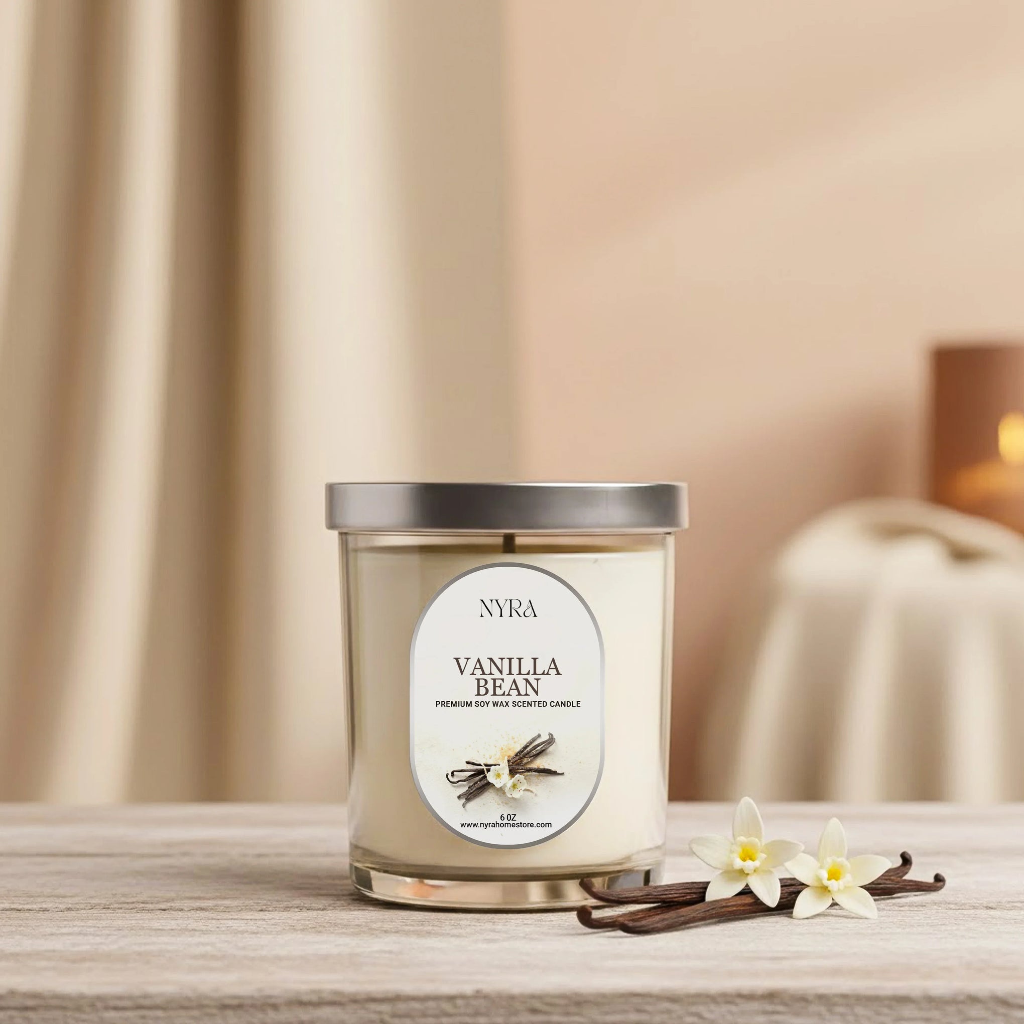 Vanilla Hand-Poured Candle – Premium Soy Wax Jar - Nyra