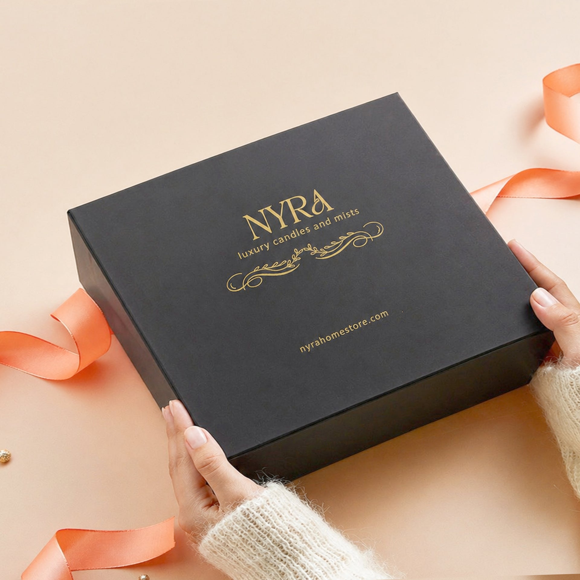 Luxe Noir Scented Candle & Room Linen Mist Gift Box | Nyra Signature Gift