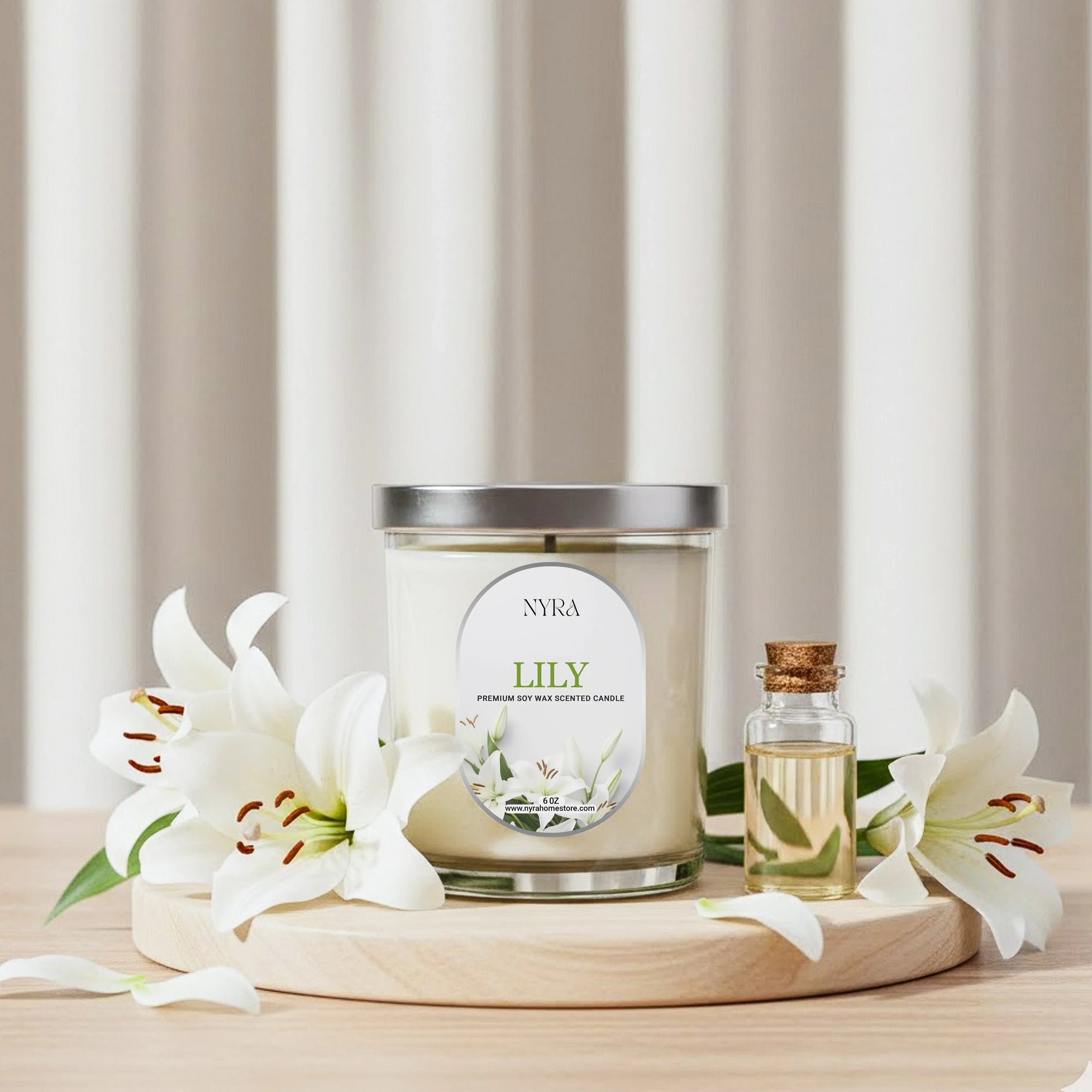 Lily Hand-Poured Candle – Premium Soy Wax Jar - Nyra