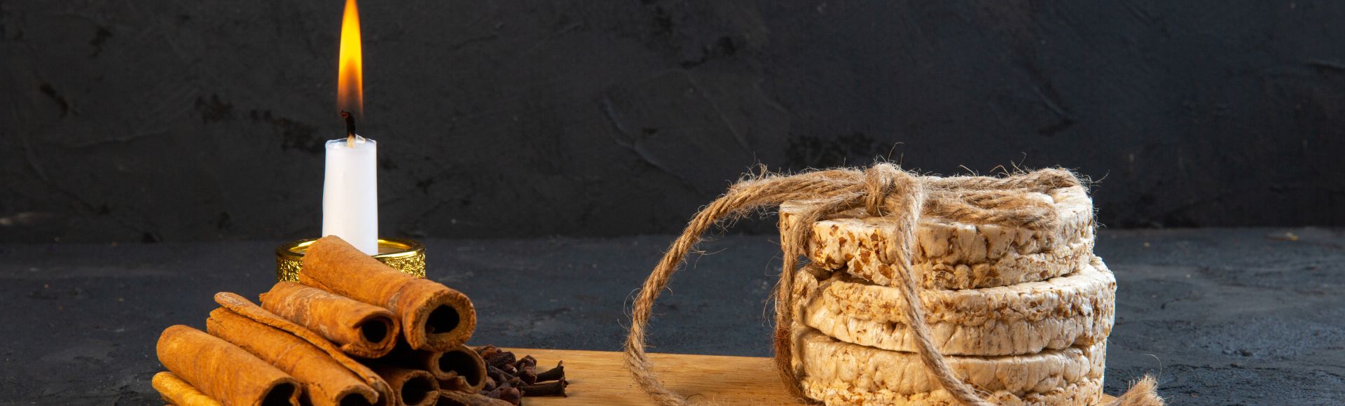 a stack of round cookies tied with a string