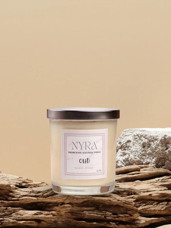 a candle on a rock